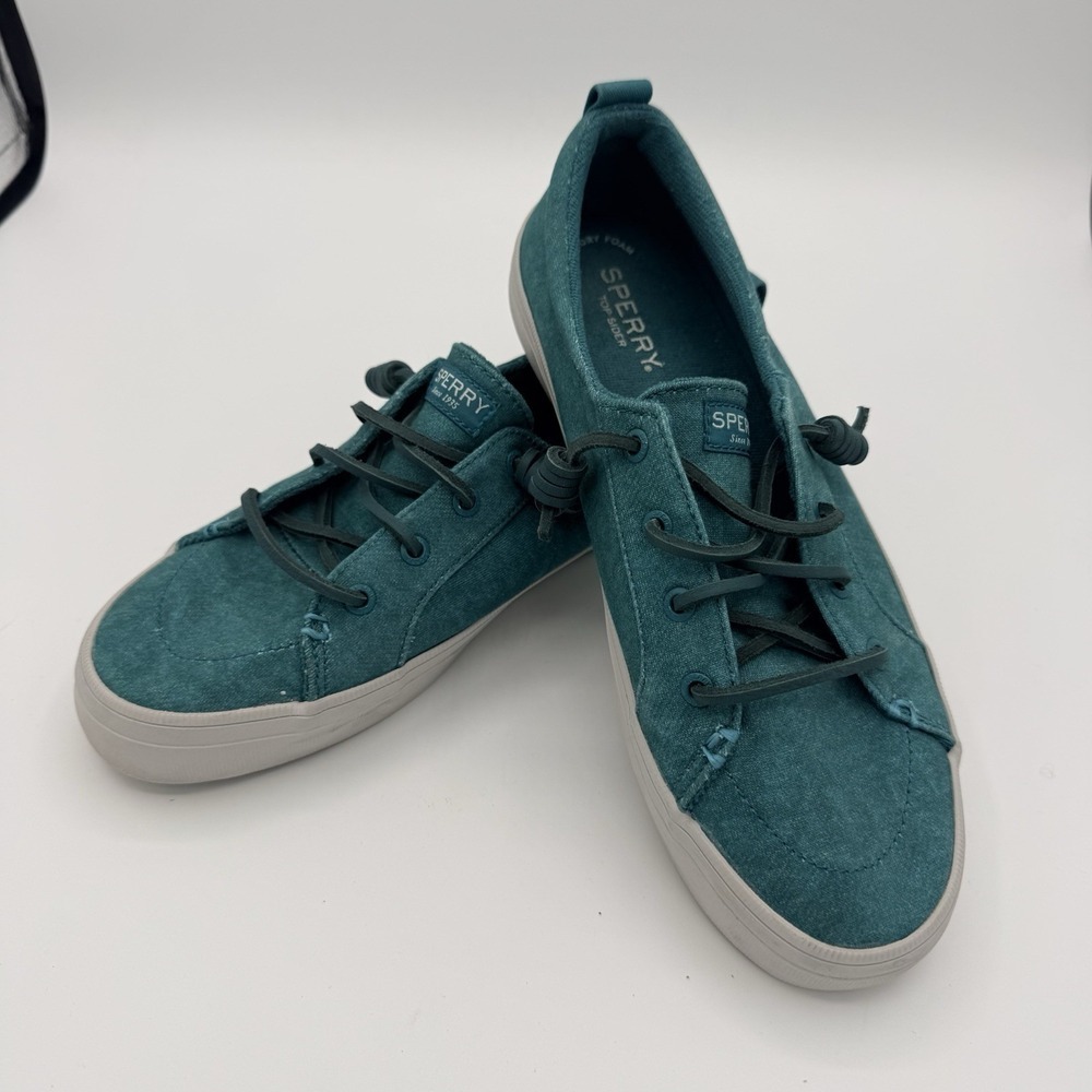 Sperry Top-Sider Women's 9.5 Teal Canvas Sneakers Boat Shoes Comfort Casual